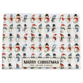 Schattigee sneeuwman Custom Merry Christmas Groot Cadeauzakje (Voorkant)