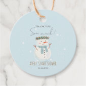 Schattigee sneeuwman dank u sneeuw veel bedankjes labels (Voorkant)