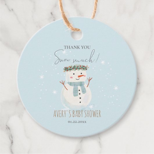 Schattigee sneeuwman dank u sneeuw veel bedankjes labels (Voorkant)