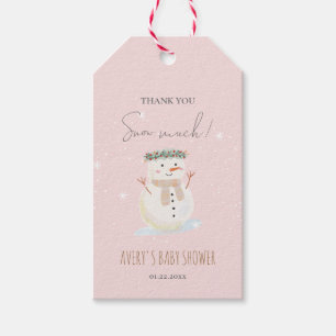 Schattigee sneeuwman dank u sneeuw veel cadeaulabel