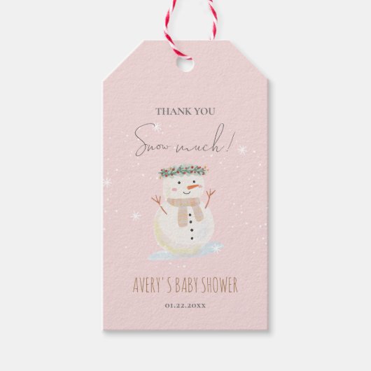 Schattigee sneeuwman dank u sneeuw veel cadeaulabel (Voorkant)