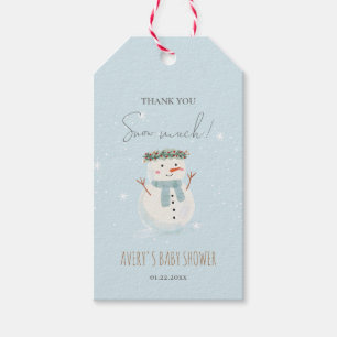 Schattigee sneeuwman dank u sneeuw veel cadeaulabel