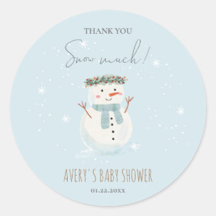 Schattigee sneeuwman dank u sneeuw veel groot ronde sticker