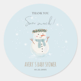 Schattigee sneeuwman dank u sneeuw veel klein ronde sticker