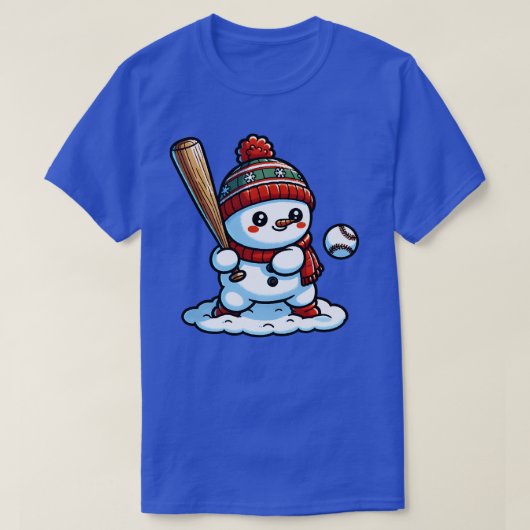 Schattigee sneeuwman die honkbal speelt t-shirt (Design voorkant)