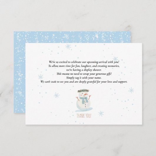 Schattigee Sneeuwman Display Douche Inzetstuk Kaar Informatiekaartje (Voorkant / Achterkant)