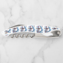 Schattigee sneeuwman Drink wijn Kurkentrekker