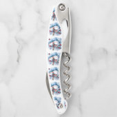 Schattigee sneeuwman Drink wijn Kurkentrekker (Achterkant)