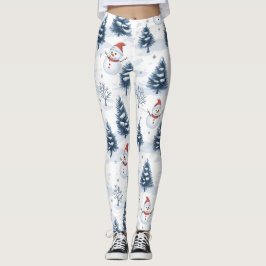 Schattigee sneeuwman en besneeuwde bomen leggings