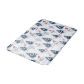 Schattigee sneeuwman en besneeuwde bomen vrolijk k badmat (Gekanteld)