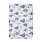 Schattigee sneeuwman en besneeuwde bomen vrolijk k badmat (Voorkant Verticaal)