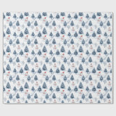 Schattigee sneeuwman en besneeuwde bomen vrolijk k cadeaupapier (Vlak)