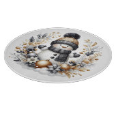 Schattigee sneeuwman en kerstbladeren snijplank (Hoek)