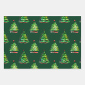 Schattigee sneeuwman en kerstboom Waterverf Patter Inpakpapier Vel (Voorkant 2)