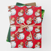 Schattigee sneeuwman en kerstboom Waterverf Patter Inpakpapier Vel (In situ)