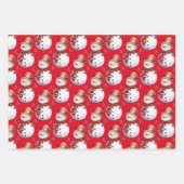 Schattigee sneeuwman en kerstboom Waterverf Patter Inpakpapier Vel (Voorkant)