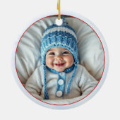 Schattigee sneeuwman en sneeuw kerstvakantie foto keramisch ornament (Achterkant)