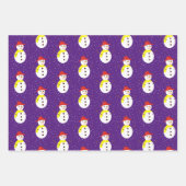 Schattigee sneeuwman en sneeuw op paarse inpakpapier vel (Voorkant)