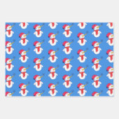 Schattigee sneeuwman en sneeuwvlokpatroon Kinder k Inpakpapier Vel (Voorkant)