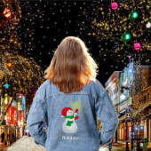 Schattigee sneeuwman en typografie denim jacket