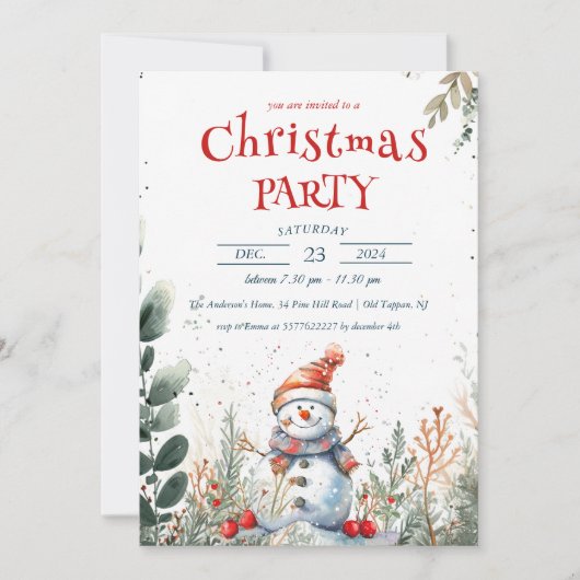 Schattigee Sneeuwman en Winter Outdoor Christmas P Kaart (Voorkant)