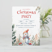 Schattigee Sneeuwman en Winter Outdoor Christmas P Kaart (Staand voorkant)