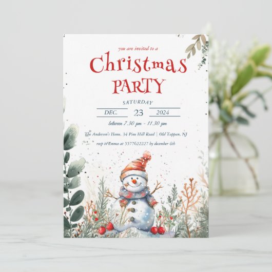 Schattigee Sneeuwman en Winter Outdoor Christmas P Kaart (Staand voorkant)