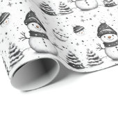 Schattigee sneeuwman en witte winter cadeaupapier (Rol Hoek)