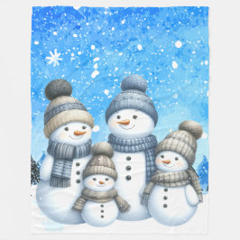 Schattigee sneeuwman familie in de sneeuw fleece deken