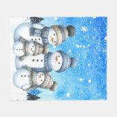 Schattigee sneeuwman familie in de sneeuw fleece deken (Voorkant (Horizontaal))