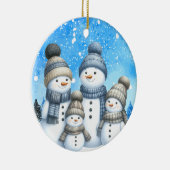 Schattigee sneeuwman familie in de sneeuw keramisch ornament (Rechts)