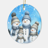 Schattigee sneeuwman familie in de sneeuw keramisch ornament (Links)