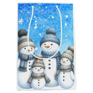 Schattigee sneeuwman familie in de sneeuw medium cadeauzakje