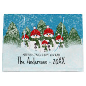 Schattigee sneeuwman familie van vijf kerstdagen groot cadeauzakje (Voorkant)