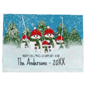 Schattigee sneeuwman familie van vijf kerstdagen groot cadeauzakje (Achterkant)