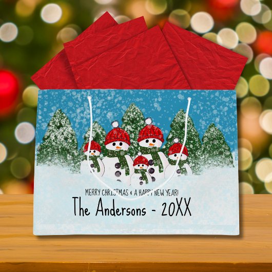 Schattigee sneeuwman familie van vijf kerstdagen groot cadeauzakje