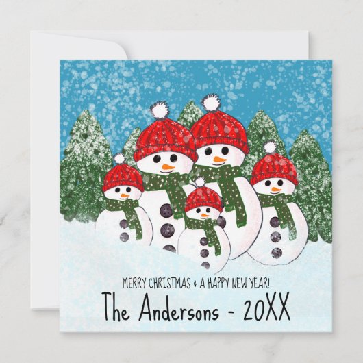 Schattigee sneeuwman familie van vijf vakantie Kaa (Voorkant)