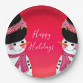 Schattigee sneeuwman feestelijk papieren bordje (Voorkant)