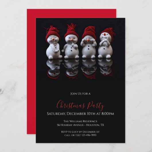 Schattigee sneeuwman figureert kerst kaart (Voorkant / Achterkant)