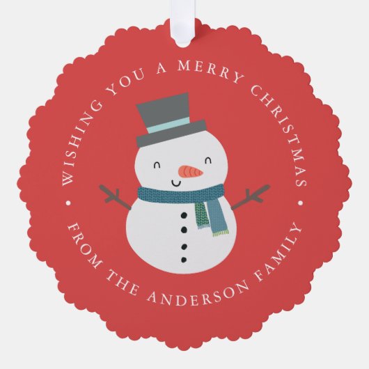 Schattigee Sneeuwman Fotovakantie Ornament Kaart (Voorkant)