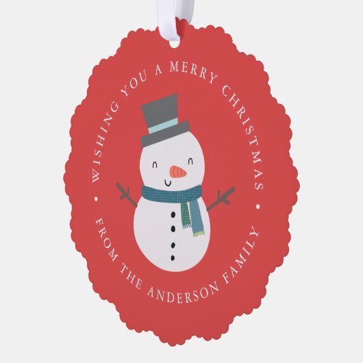 Schattigee Sneeuwman Fotovakantie Ornament Kaart (Links)