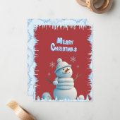 Schattigee  sneeuwman Frosty Cheer Holiday Kaart Notitiekaartje (Voorkant / Achterkant in situ)