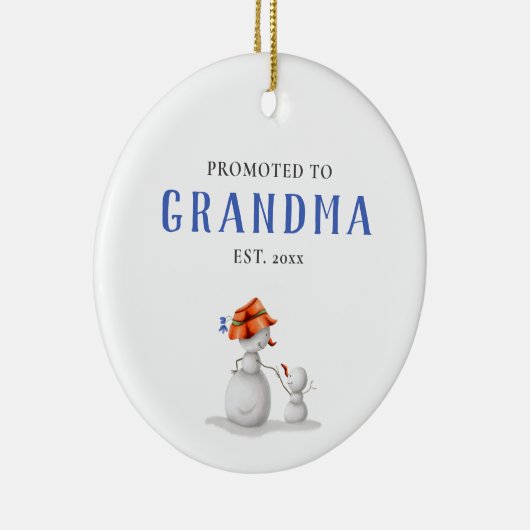 Schattigee sneeuwman gepromoveerd tot oma keramisch ornament (Rechts)