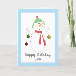 Schattigee Sneeuwman Ho Happy Christmas Birthday K Feestdagen Kaart