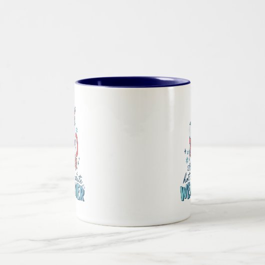 Schattigee Sneeuwman Hot Chocolade Weer Retro Tweekleurige Koffiemok (Center)