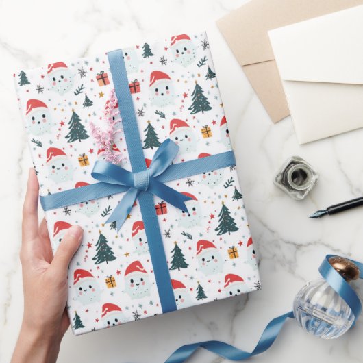 Schattigee Sneeuwman I Kerstboom Wit Cadeaupapier (Geschenken)