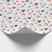 Schattigee Sneeuwman I Kerstboom Wit Cadeaupapier (Hoek)