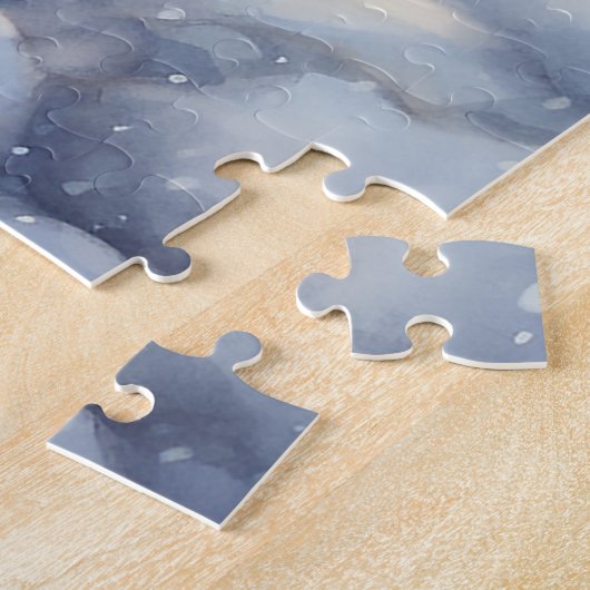 Schattigee sneeuwman in het dorp legpuzzel (Zijkant)