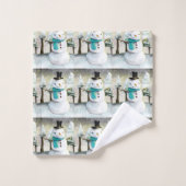 Schattigee Sneeuwman in het Winterpatroon van de K Bad Handdoek (Wasdoekje)