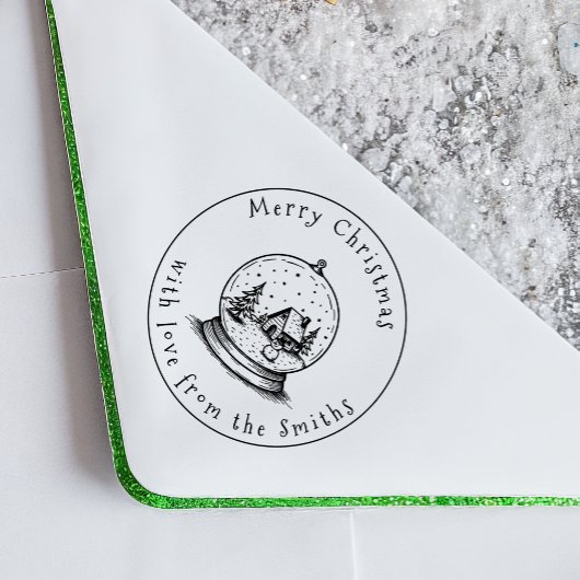 Schattigee Sneeuwman in Sneeuw Wereldbol Vrolijk K Zelfinktende Stempel